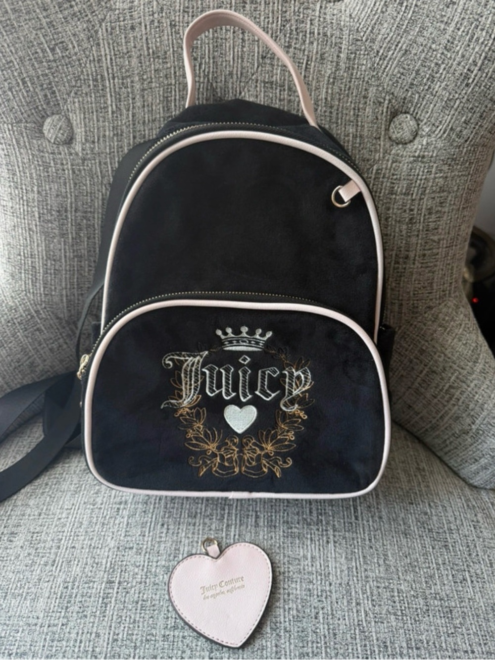 Juicy Couture Black Backpack with Pale Pink Trim